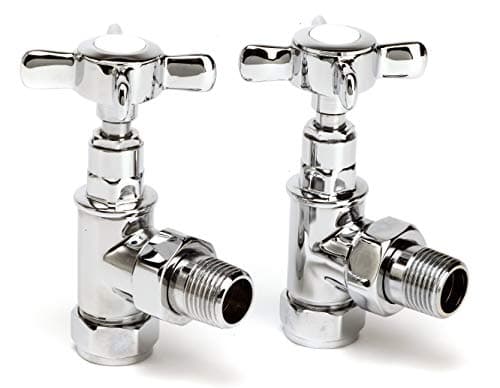 Image of Genoa Traditional Chrome Angled Radiator & Towel Rail Valves Central Heating and Column radiators