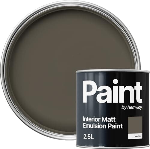 Image of Hemway Military Green Paint 2.5 L, Indoor Matt Finish, One Coat, Wall Paint, Acrylic & Water-Based Emulsion, Quick Dry & High Coverage for the Kitchen, Bathroom & Bedroom Walls & Ceiling