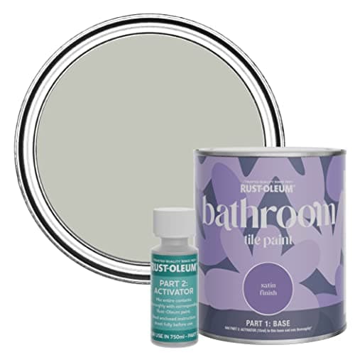 Image of Rust-Oleum Grey Water-Resistant Bathroom Tile Paint in Satin Finish - Tyne Fog 750ml