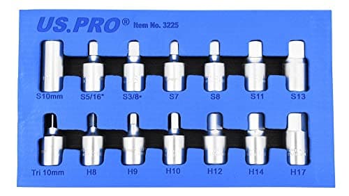 Image of US PRO 14pc 3/8" Dr Drain Plug Sump Key Set Oil Change Gearbox Axle Engine Repair 3225