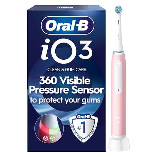 Image of Oral-B iO3 Electric Toothbrush, Oral B Electric Toothbrushes Adults, 1 Toothbrush Head, 3 Modes With Teeth Whitening, Pink Electric Toothbrush, 2 Pin Plug, Io Toothbrush