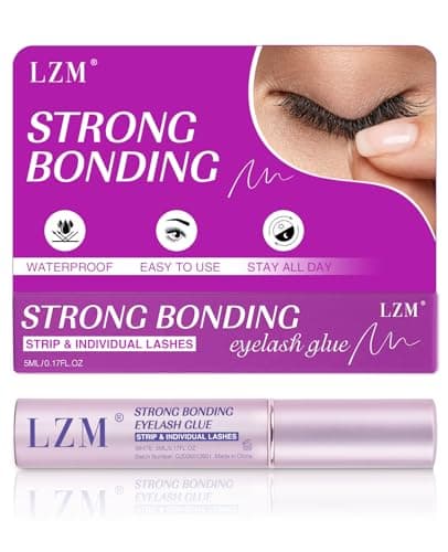 Image of LZM Clear Eyelash Glue Strong Bonding Latex-Free, Formaldehyde-Free Waterproof Lash Glue Easy To Use White Lash Adhesive (5ml)