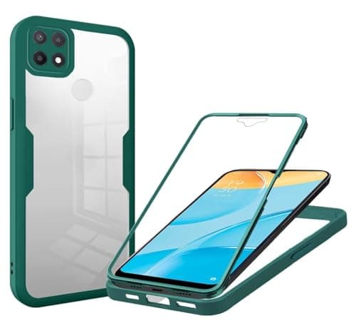 Image of for Oppo A15/Oppo A15S/Oppo A35 Case, [Built-in Glass Screen Protector] Military Grade Full Body 360 Shockproof Stylish Bumper Transparent Back Case Cover for Oppo A15/Oppo A15S/Oppo A35(green)