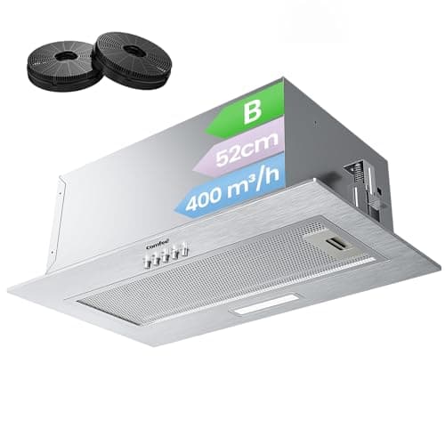 Image of COMFEE' Integrated Cooker Hood CHL17EM21I, 52cm Stainless Steel Built-in Extractor Fan Kitchen, 400m³/h Powerful Extraction, 3 Speed Settings, LED Lighting, Easy Clean Filters