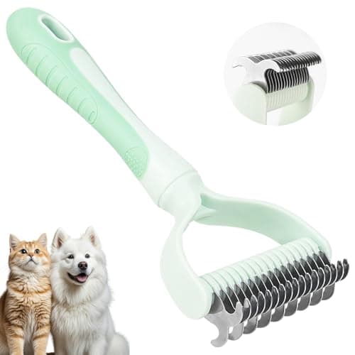 Image of MOXYOY Dematting Comb for Dog and Cat, 2 In 1 Double Sided Pet Grooming Brush, Undercoat Rake Deshedding Tool for Small, Medium & Large Dogs Cat Tangles Removing