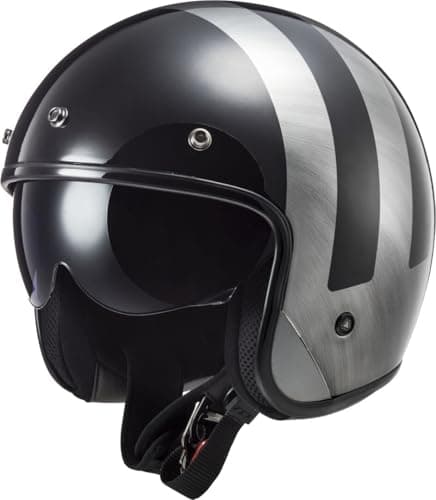 Image of LS2 OF601 Bob II Lines Jet Helmet, black/titanium, L (59/60)