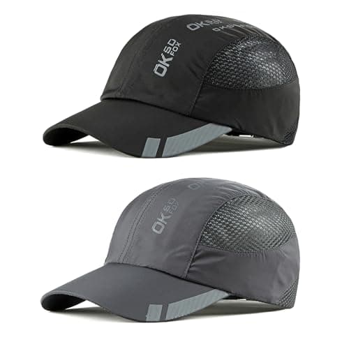 Image of AYPOW 2 Packs Quick Dry Baseball Cap Unisex, Fashion Sports Cap Outdoor Mesh Running Cap, Foldable Adjustable Lightweight UV Protection Summer Sun Hat for Hiking Camping Golf Climbing