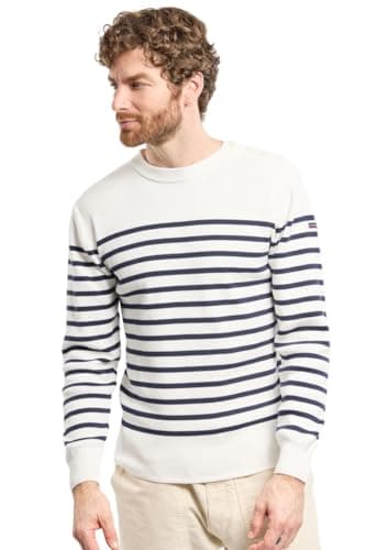 Image of Armor Lux Men's Pull Marin groix Homme Jumper Not Applicable, White (6rl Milk/Navire 6rl), Medium