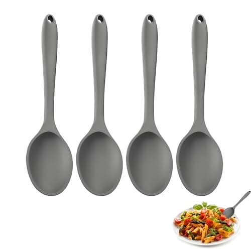 Image of 4 PCS Silicone Spoons for Cooking, Serving Spoons Large, Serving Spoon, Nonstick Heat Resistant Multi-Purpose for Baking Stirring, Scooping and Mixing