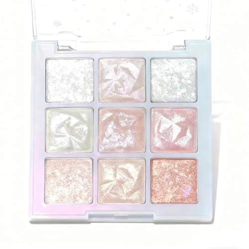 Image of Glitter Eyeshadow Palette - Highly Pigmented Shimmer & Sparkle Eyeshadows, Long-Lasting Blendable Eye Shadows for Women, Pink Silver White Gold Eye Glitter Makeup