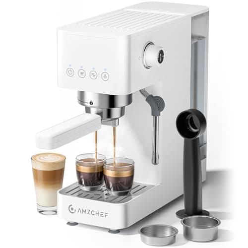 Image of AMZCHEF 20-Bar-Professional-Espresso-Machine, 1350W Coffee Machine with Milk Frother, Flexible Brewing Options, Compact Espresso Machine for Cappuccino, Latte, White
