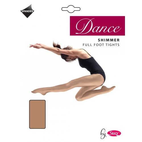 Image of Girls 1 Pair Silky Dance Shimmer Full Foot Tights In 2 Colours - 11-13 Years - Toast