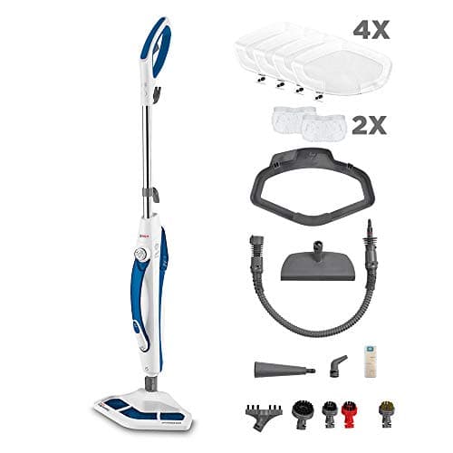 Image of Polti Vaporetto SV460_DOUBLE Steam Mop with Handheld Cleaner, 17 Accessories, Kills and Eliminates 99.9% * of Viruses, Germs and Bacteria, White/Blue, PTGB0086