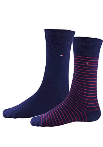 Image of Tommy Hilfiger Mens Classic CLSSC SOCK, Navy / Red, 6-8 UK