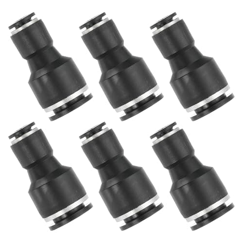 Image of PATIKIL 6 Pcs Straight Union Push to Connect Fitting, 1/4" x 1/2" OD Tube Reducer Connector Quick Push Lock Adapter Air Hose Fitting for Pneumatic System Pipeline Connection, Black