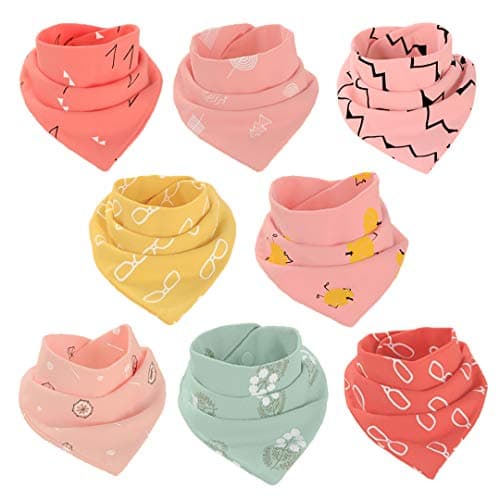 Image of atopo Baby Bandana Bibs Cotton Dribble Bibs Drool Bibs Soft and Absorbent Saliva Towel for Toddlers Girls, 8-Pack