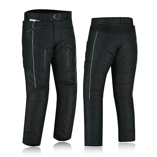 Image of Swift Wear Motorbike Waterproof Trousers Lined Thermal All Weather Black Motorcycle Biker Pants with Protective CE Removable Armoured Trouser (UK, Numeric, 36, Regular, Regular, Black)