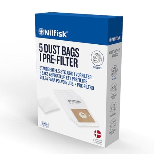 Image of Nilfisk 5 Original Dust Bags + Pre-filter - One, Coupé, Go and Force Vacuum Accessories (78602600)