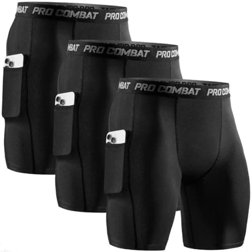 Image of Niksa 3 Pack Men's Compression Shorts Gym Running Sports Underwear Base Layer Shorts Sports Undershorts Quick-Drying Fabric Black M