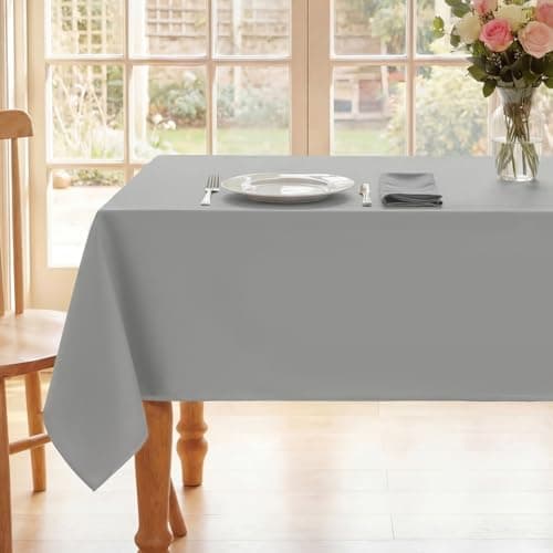 Image of Romanstile Grey Tablecloth wipe clean,140x200 CM,washable,water resistant Table Cloth,Table Cover for Christmas Kitchen Dining Party Wedding Winter New Year Decorations,55x78 inch