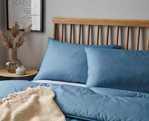 Image of Night Lark Pillowcase Pair Linen Collection – Super Soft Touch Pillow Covers with Microfibre Covers, Luxury Bedding, Machine Washable, Standard Size – Twilight Blue