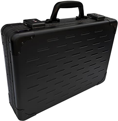 Image of UltraArmor Solid Aluminium Executive Laptop Padded Briefcase Attache Case Carbon Black - 13-17.5"