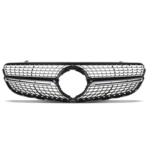 Image of Gravity Performance Radiator Grille Diamond Style Compatible with Mercedes Benz GLC X253/C253 2015-2019 Pre-Facelift Models Black & Chrome Radial Design Improved Air Flow