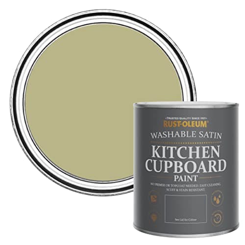 Image of Rust-Oleum Green Scrubbable Kitchen Cupboard Paint in Satin Finish - Sage Green 750ml