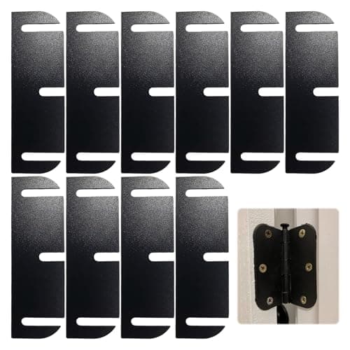 Image of Door Hinge Shims, 10 Pcs Set of Black Hinge Shims, Plastic Shim, for Filling Door Gaps, Aligning Doors Panels, and Preventing Draughts (3.5 Inches / 8.85 Cm)