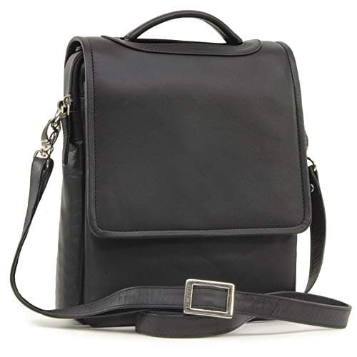 Image of VISCONTI - Women's Leather Crossbody Bag - Medium Briefcase/Work Bag - Detachable Adjustable Shoulder Strap - 1603 Grace - Black