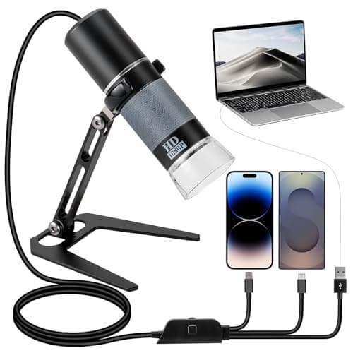 Image of Ninyoon Full HD 1080P USB Digital Microscope Camera for iPhone/iPad Android PC, 50-1000X High Definition Portable Handheld Microscope with Light for Coin Plants Trichome Soldering Skin Scalp