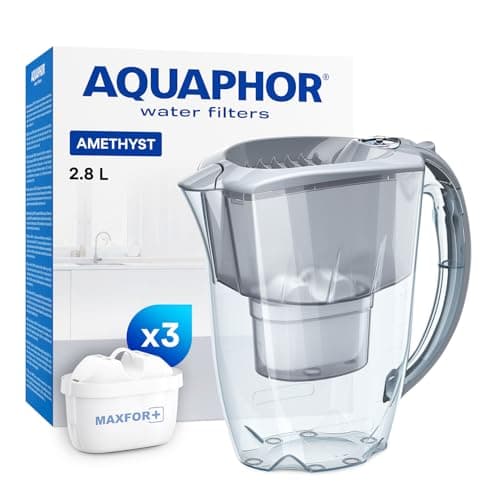 Image of AQUAPHOR Water Filter Jug Amethyst with 3 X MAXFOR+ 200L Cartridge - Capacity 2.8L - Grey