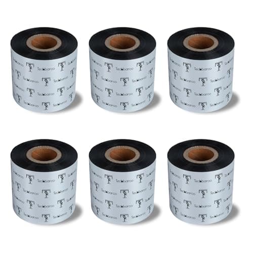 Image of 6 Rolls 2.36" x 984'(60mmx300m) Enhanced Wax Thermal Transfer Ribbon, Core 1", Black, Ink Outside, Barcode Ribbon Compatible with Zebra Printer