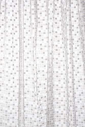 Image of Croydex AE543440 Silver Mosaic Fully Waterproof PVC Shower Curtain, 1800 x 1800mm