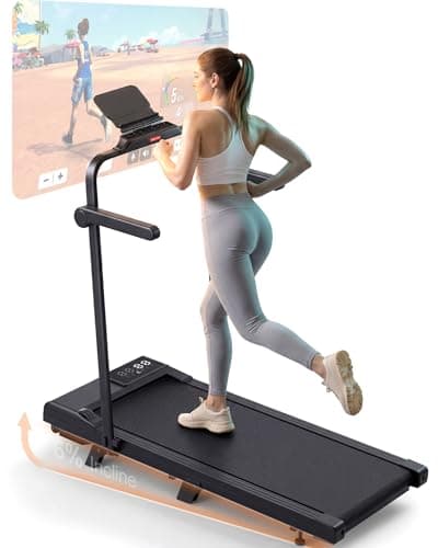 Image of Superun Walking Pad Raceable 6% Incline 2.5HP Under Desk Treadmill 136KG Capacity 6/ 12KM/H Foldable Treadmill with HIIT & MIIT Programs APP Control Portable Walking Machine for Home