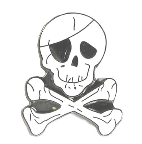 Image of Halloween Metal Enamel Pin Badge Lapel Brooch (White Skull Crossbones Metal Enamel Pin Badge)