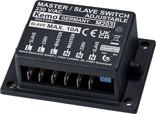 Image of Kemo Master/Slave Switch 230V AC, Multi-color (Black, Red, Green), SPDT, Flat Plug, 10A, 87x60x33mm, Automatic, Parallel Circuit