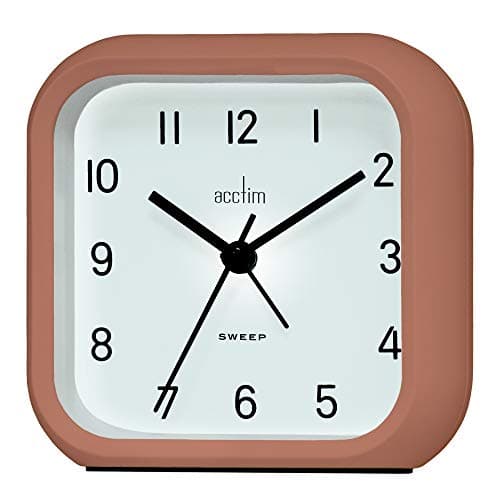 Image of Acctim Carter Analogue Alarm Clock Non Ticking Sweep Superbrite® Crescendo Alarm Touch Sensor Soft Coral