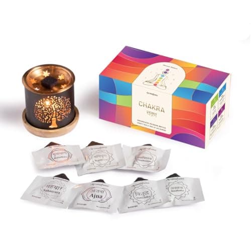 Image of 7 Chakra Incense Brick Gift Set by Aromafume | 14 Bricks & Tree of Life Exotic Burner | Smokeless Incense Set for Chakra Balance | Yoga & Meditation Gifts
