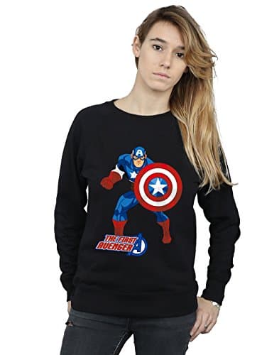 Image of Marvel Women's Captain America The First Avenger Sweatshirt Black Small