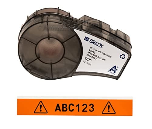 Image of Brady Vinyl Label Tape for Label Printer M211 & M210 - Self Adhesive Vinyl Printer Labels - Black on Orange (12.70mm x 6.40m) - M21-500-595-OR