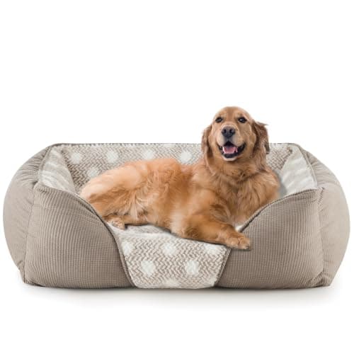 Image of Heymamba Extra Large Dog Bed Washable with Corn Kernels&Dot Pattern Design, XL Dogs Bed Filled with Non Clumping Cotton to Prevent Bone Diseases, 90x65x23cm