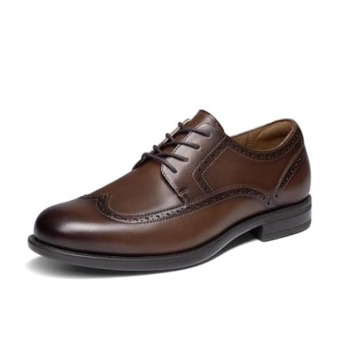 Image of Bruno Marc Men's Brogue Wingtip Oxfords, Full Grain Leather Dress Shoes Flexible Forefoot for Work & Business Comfort Lightweight Lace Classic Formal Shoes,Size 11,Brown,SBOX26008M