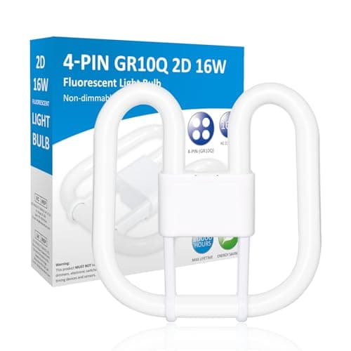 Image of GR10q 4 Pin 16W 3500K Warm White Compact Fluorescent Bulb, CFL Save Square 4 Pin Lamp Bathroom Light Bulb, GR10q DD Flat Butterfly Bulb for Flush Ceiling Light, Home, AC 230V(Small Size:13.3cm*13.3cm)