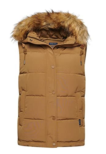 Image of Superdry Women's VINTAGE EVEREST FAUX FUR GILET A7 - Gilet, Sandstone,