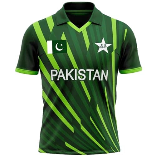 Image of LTG PRO Cricket T-Shirt Sports Jersey – Men Women Unisex Short Sleeve Cricket Shirt for Australia India Pakistan England Afghanistan Sri Lanka – Breathable Sportswear (Pakistan (Large))