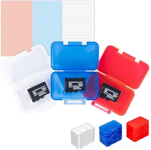 Image of Kiorafoto 18 Pack Micro SD Card Case - 3 Colors, Compact Storage With Labels, Portable