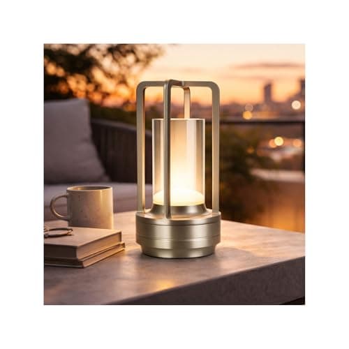 Image of MMOBIEL Cordless Glass Table Lamp Rechargeable Metal LED Lamp with Touch Control, 3-Color Stepless Dimming, USB-C Charging, 2000mAh Battery for Bedroom, Restaurant, Patio, Indoor/Outdoor – Silver