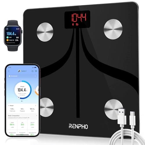 Image of RENPHO Smart Body Fat Scales USB Rechargeable, Bathroom Scales for Body Weight High Precision Weighing Scale with Bluetooth Smart App, Body Composition Monitor for Body Fat, BMI, Muscle Mass, Elis 1