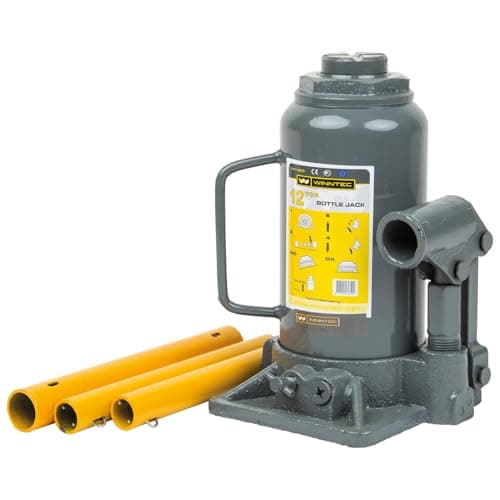Image of WINNTEC 12 Ton Hydraulic Bottle Jack, 214mm to 399mm Lifting Height with a 60mm Screw Extension